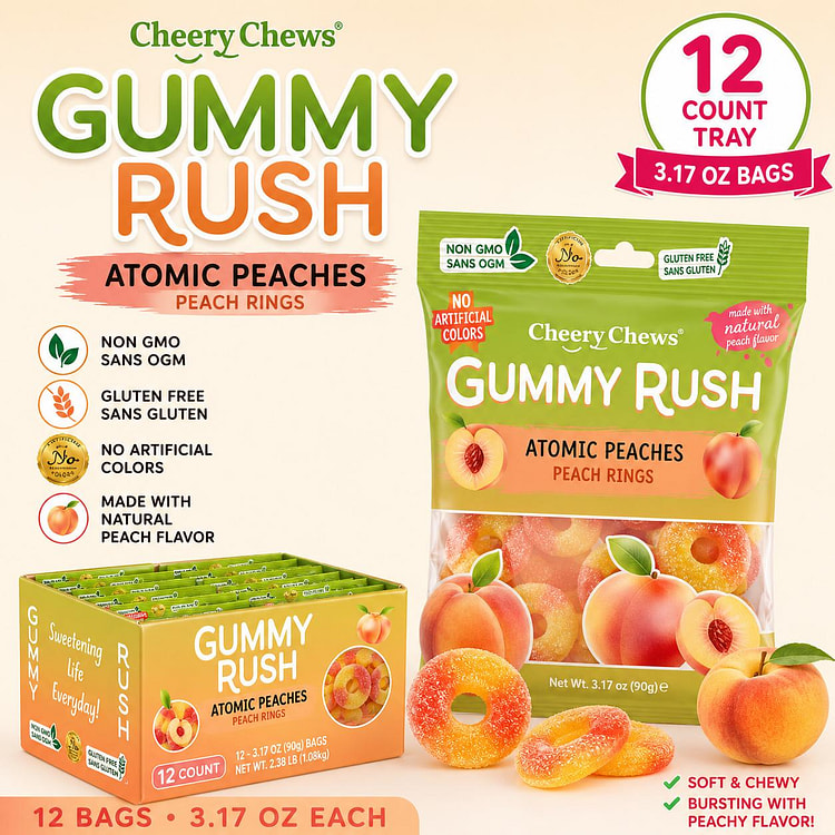 INFIN8 Gummy Rush Atomic Peach Rings 12ct 1 each