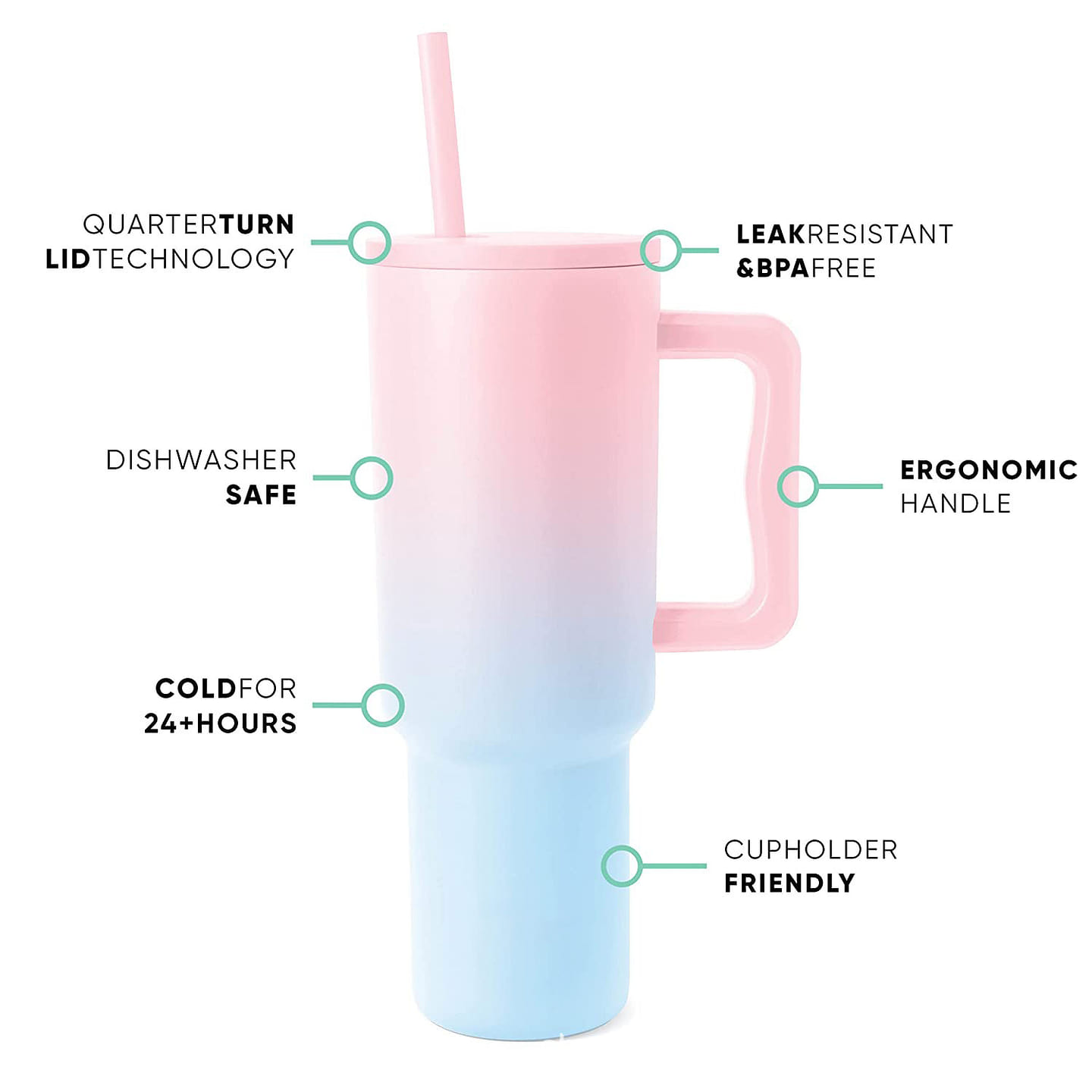 40oz thick handle ice cup large capacity coffee cup 304 stainless steel cup 1 each