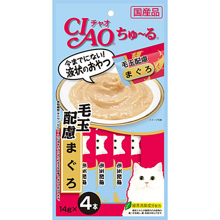 INABA CIAO 猫条 金枪鱼味/毛球预防 4 个
