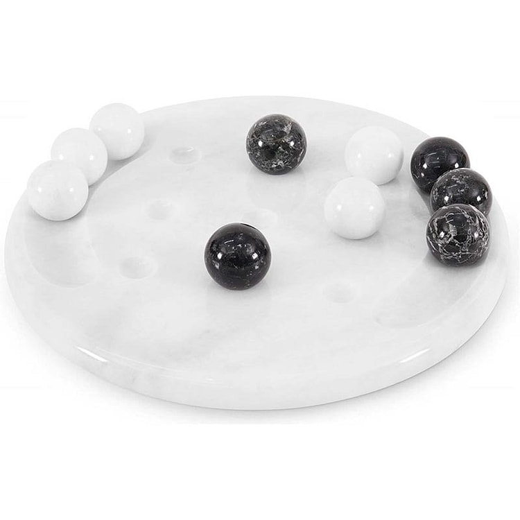 Radicaln Marble Tic Tac Toe Game, 10" White/Black