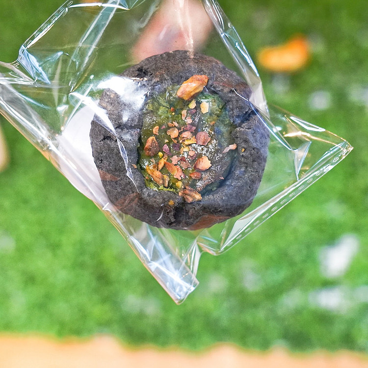 Charcoal Pistachio Cream Cheese Scone
