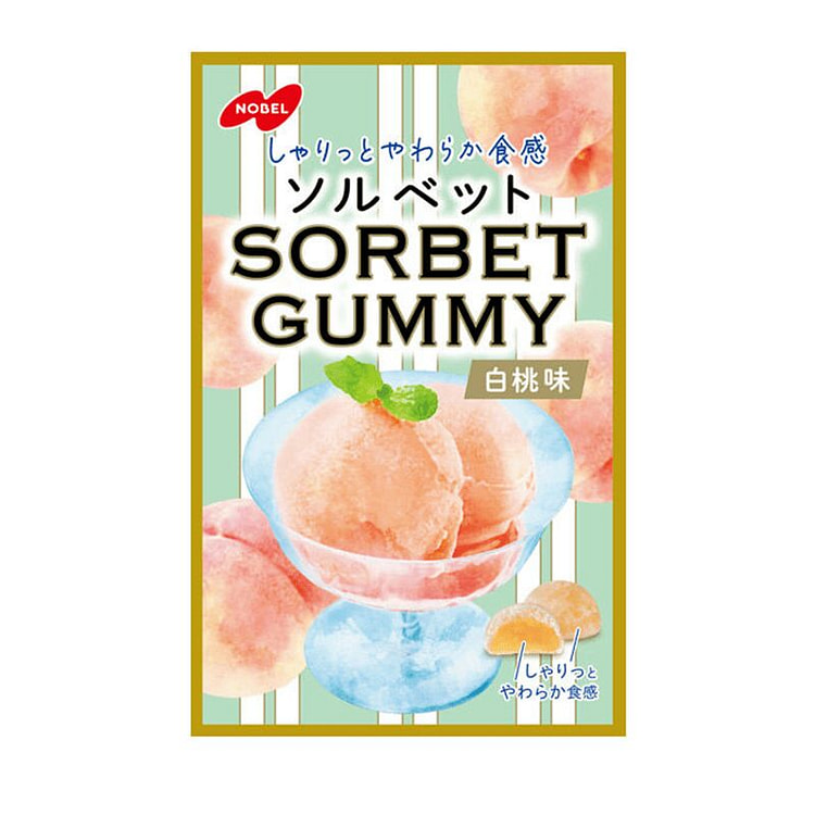 Nobel Sorbet Gummy Candy,White Peach Flavor 50g 1 each