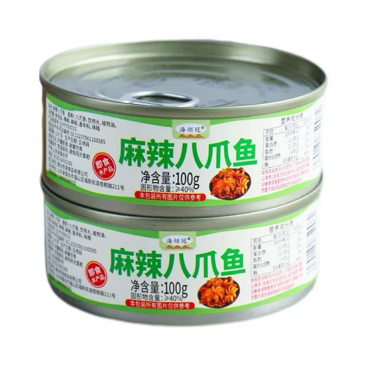 海领冠麻辣八爪鱼100g*1罐 100 克