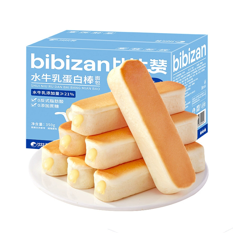 比比赞 水牛乳蛋白棒面包 健康早餐充饥糕点 350g*1箱 约10包