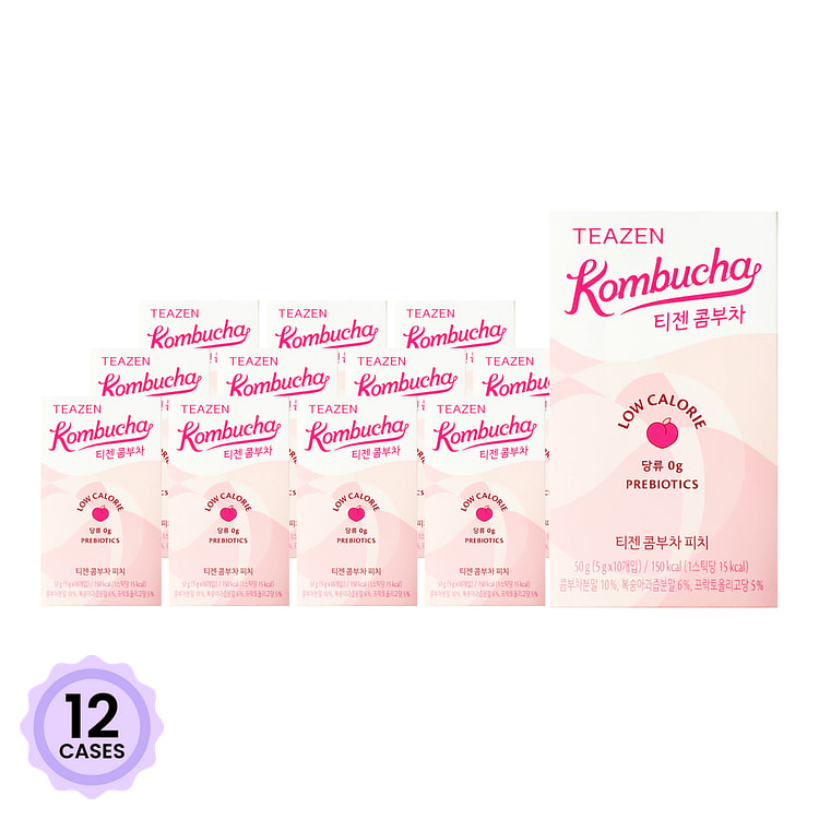 Teazen 康普茶粉 零糖 桃子味 10袋 0.17 盎司*10 包*12 箱