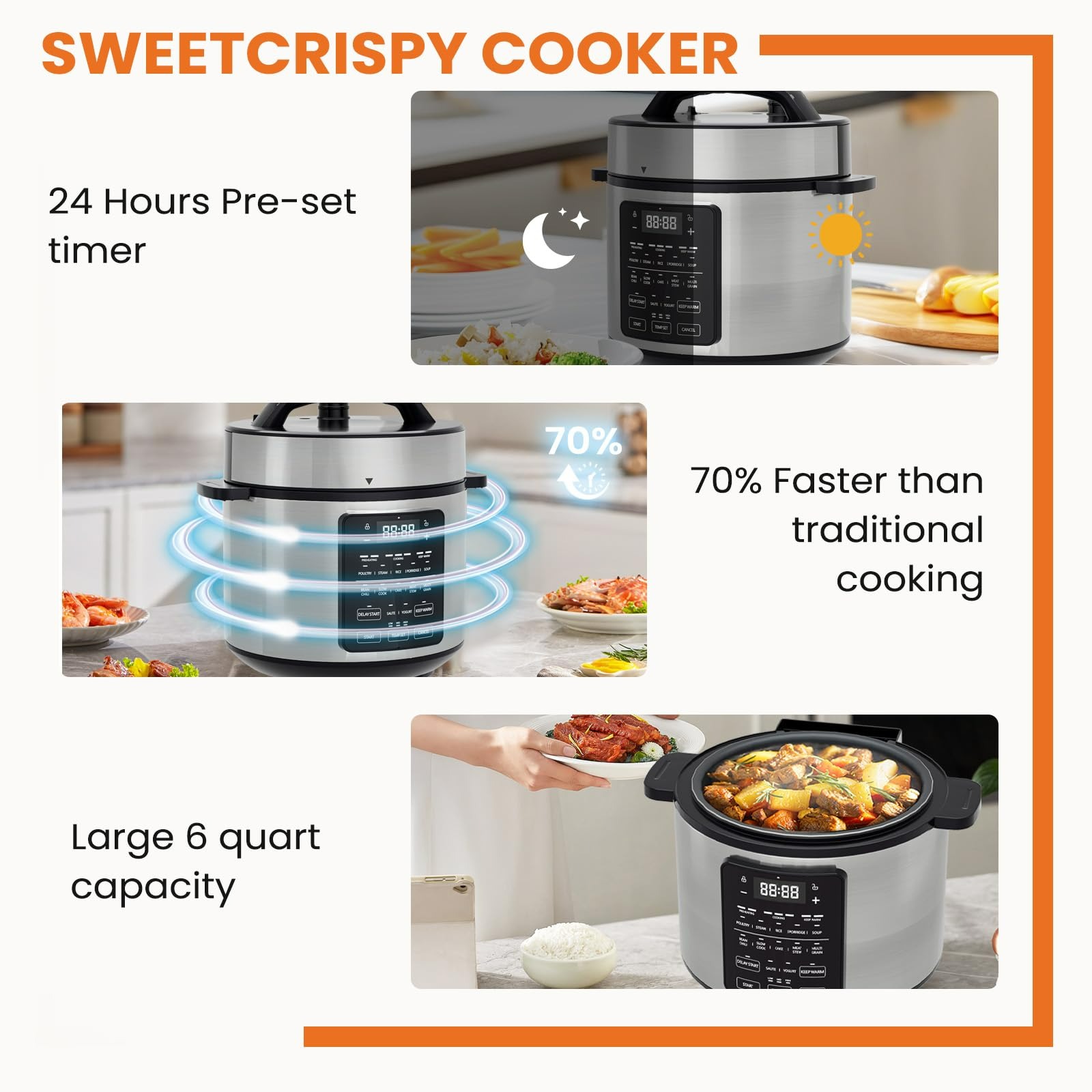 12-in-1 Electric Pressure Cookers, 6 Quarts Multi-Functional