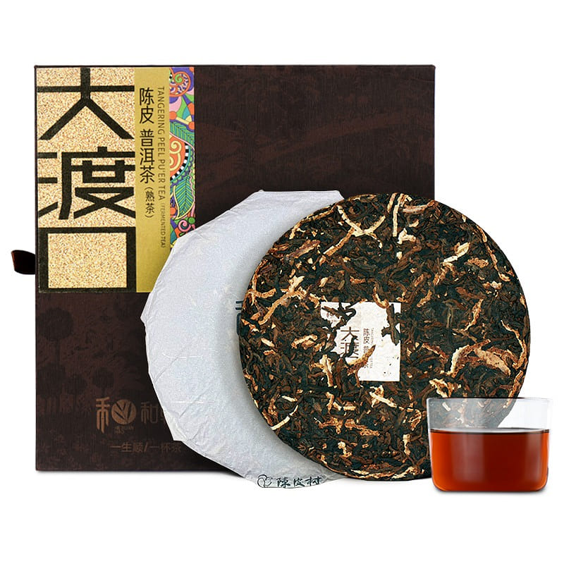 Chen Pi Cun Tangerine Peel Chinese Puer Tea Cake 400g 400 g