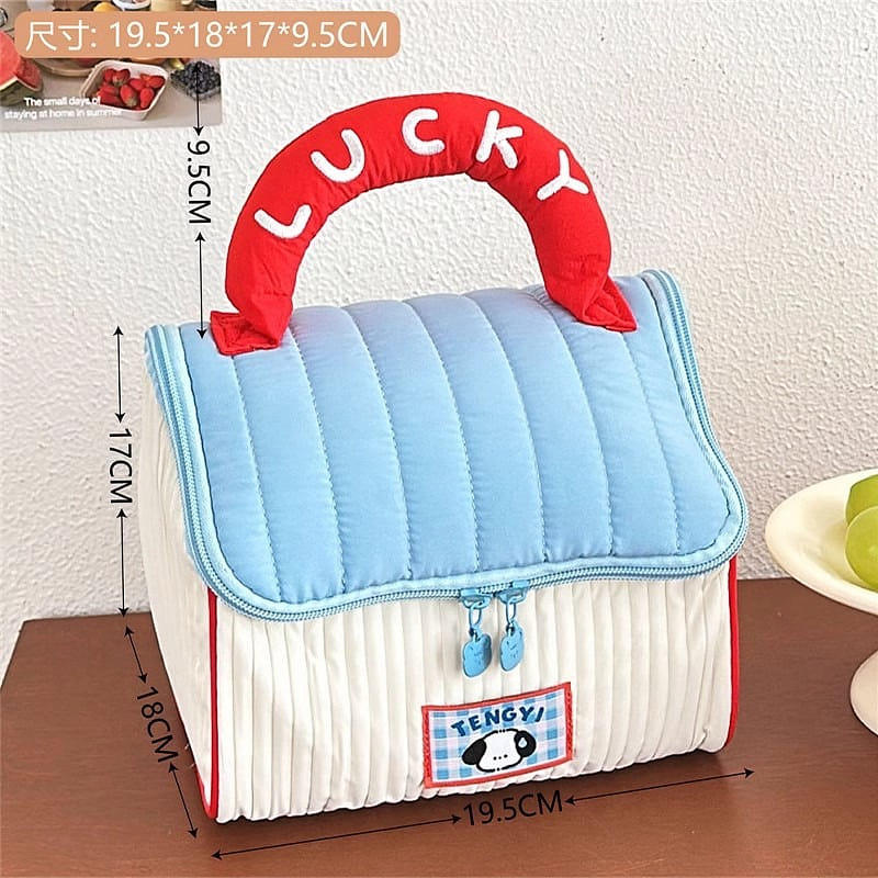Cosmetic Bag Blue with White Puppy 1 each