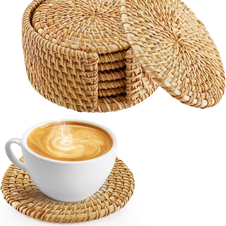 6pcs Natural Handmade Rattan Coasters 1 count