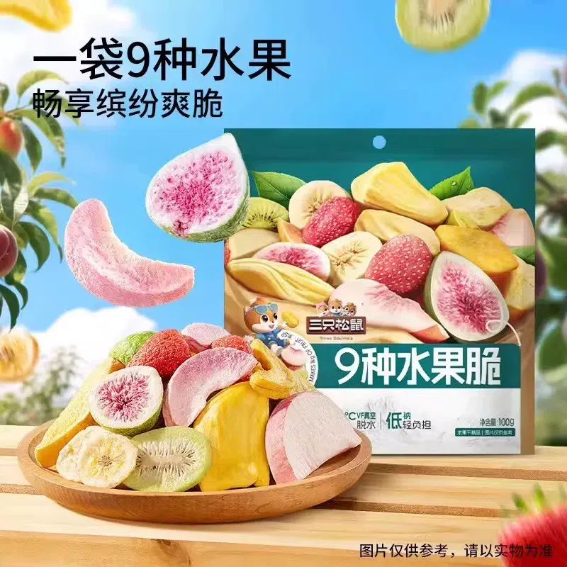 Three Squirrels Daily 9 Fruit Crisps 100g*1 Bag 100 g