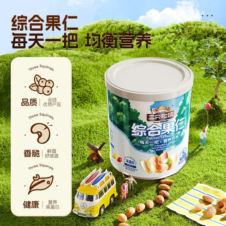 三只松鼠_综合果仁每日坚果混合坚果零食208g*1罐