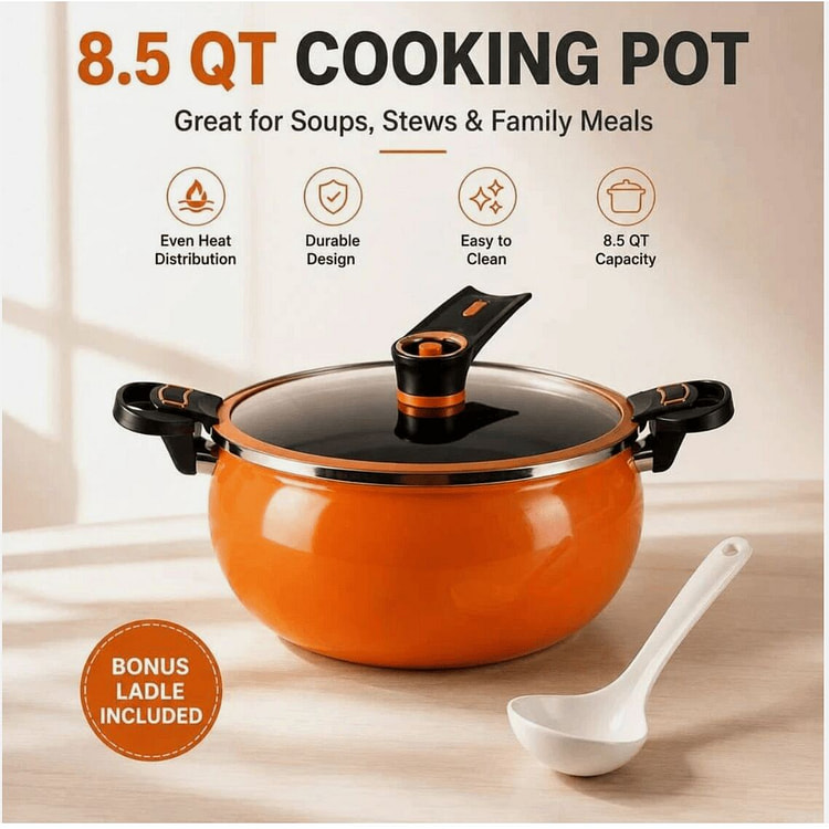 NEW 2.19 Gallon Large-Capacity Non-Stick Stock Pot 1 pack