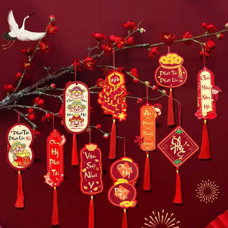 Set 6 Liễng Treo Cây Mai Đào Tết 2025 ( ngẫu nhiên)