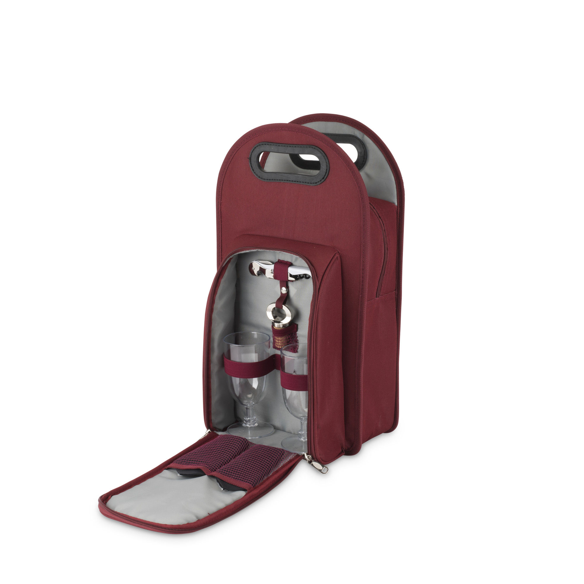Get Metro: 2-Bottle Tote in Burgundy & Grey Delivered | Weee! Asian Market