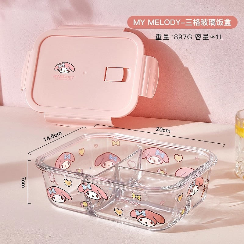 My Melody glass lunch box, microwave-safe, new sty 1 each