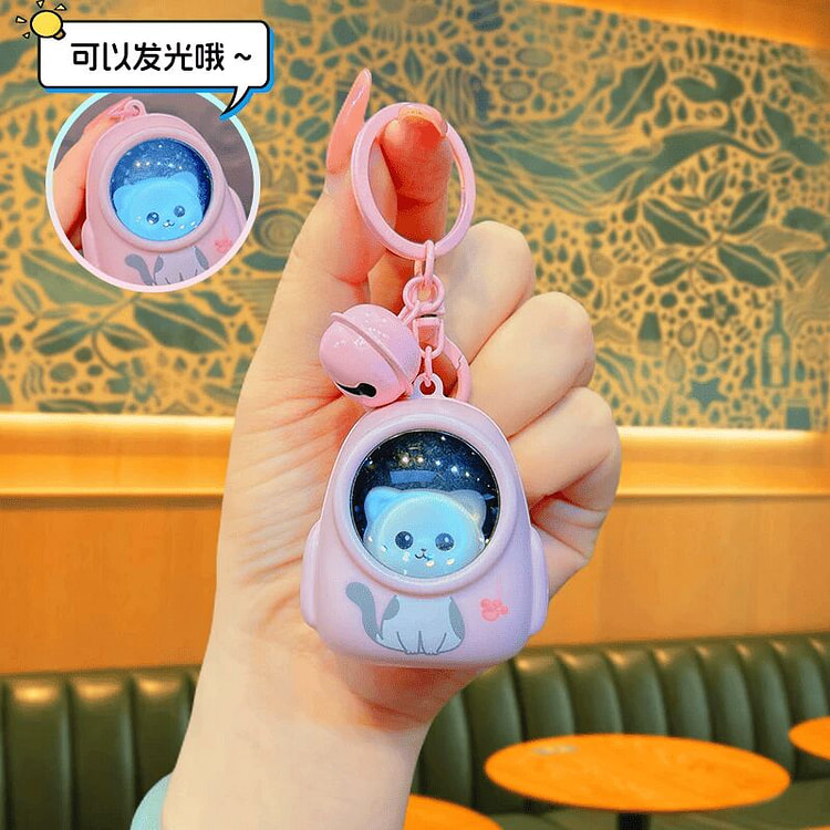 卡通发光背包小猫钥匙扣粉色1个 30 克