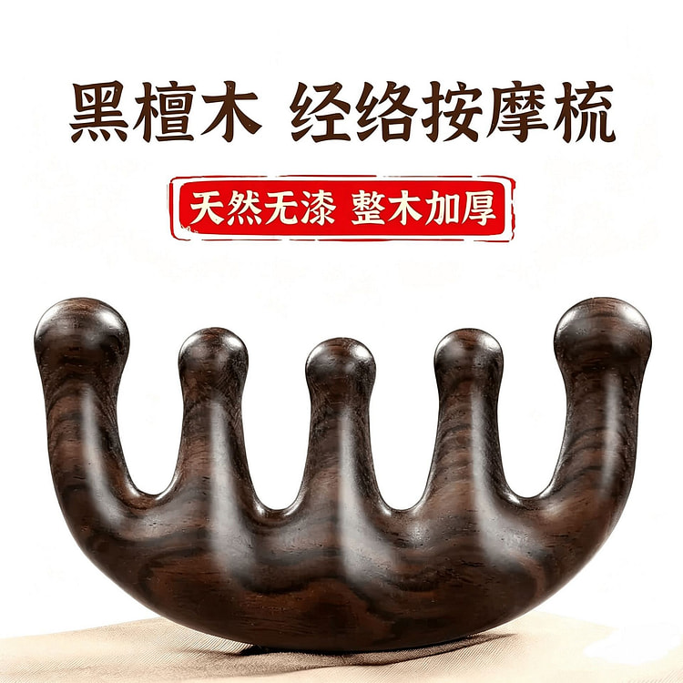 天然黑檀木头皮经络按摩梳头部疏通神器 1 个