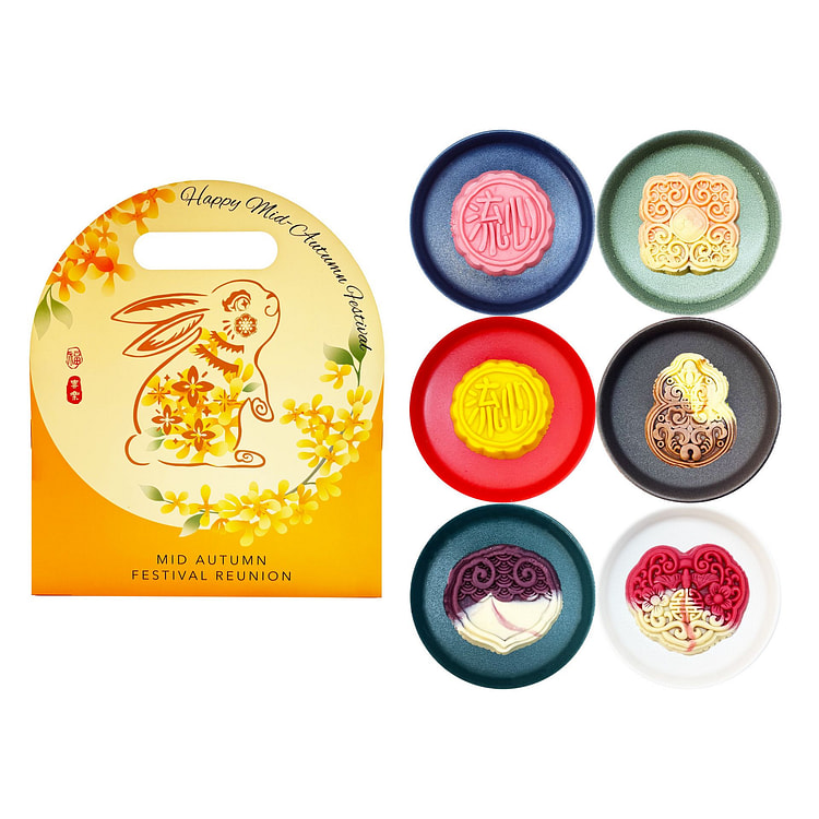 Mooncake Gift Box 6pcs Seasonal Mid-Autumn Flavors