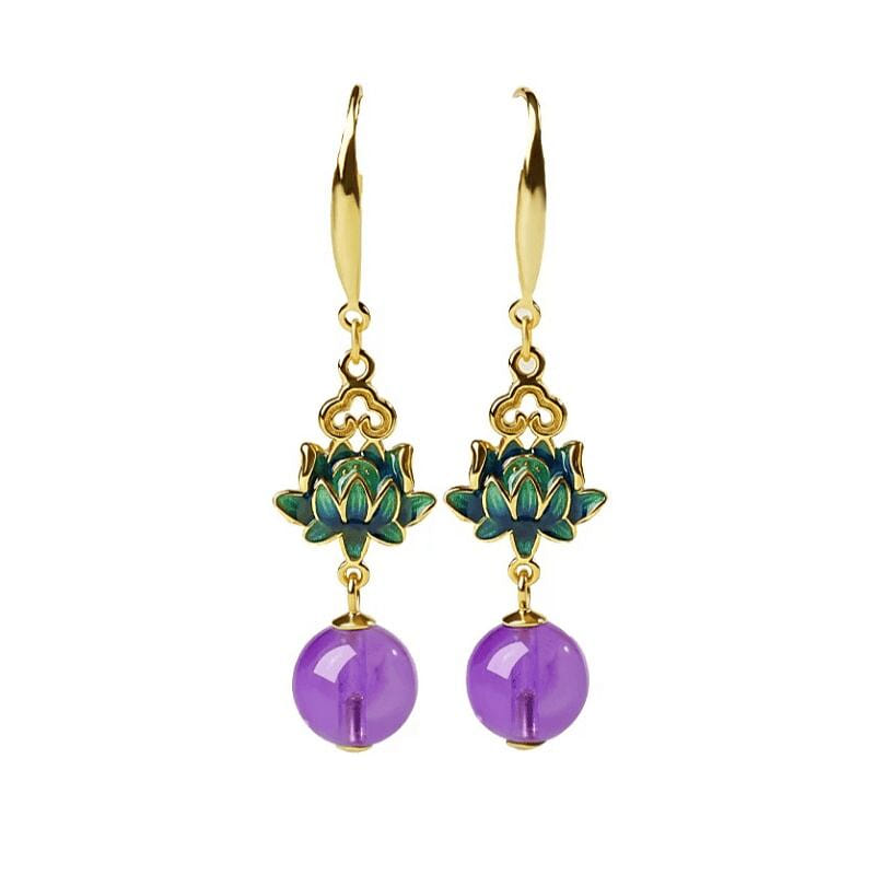 Gongli Shangxin Zi Xi Amethyst Earrings 43*8mm 1 box