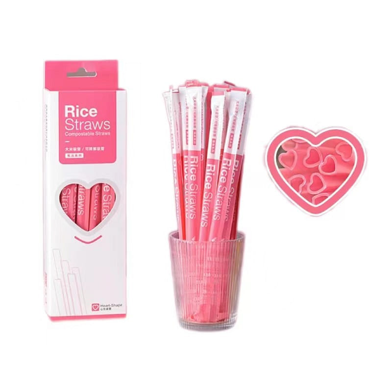 Love Straw Degradable Straw Juice Drink Coffee Independent 50 Pc – Pink 1 box