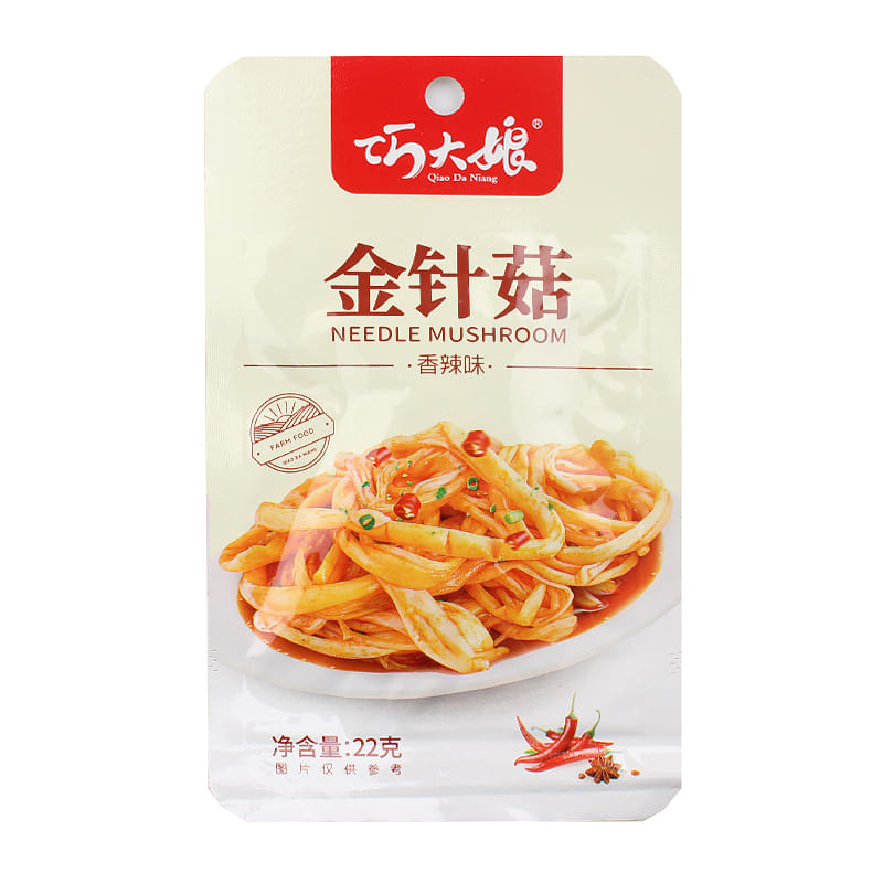 Qiao Da Niang Enoki Mushrooms – Spicy Flavor 22 g