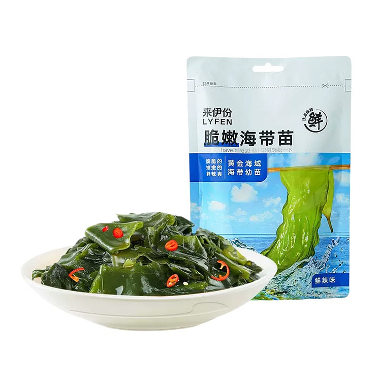 来伊份  脆嫩海带苗鲜辣味即食下饭菜休闲海味凉拌菜零食132g*1袋装