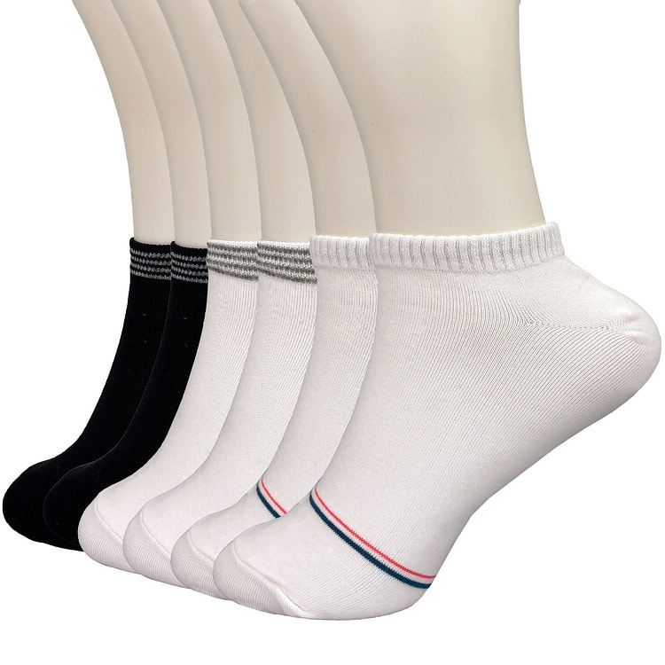 Korean Women Cotton Ankle Socks, 6 Pairs Stripe #2