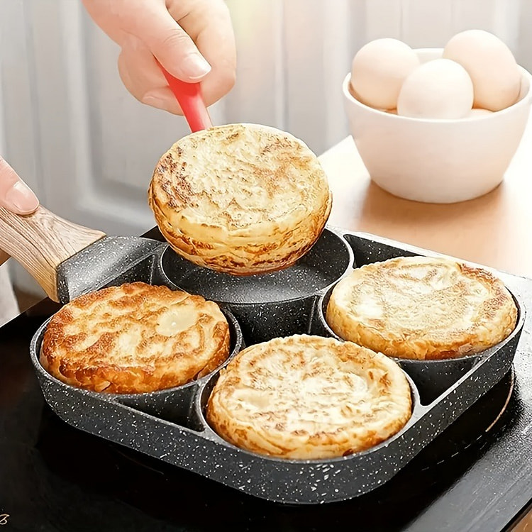 Non-Stick 1 Egg Frying Pan |4Hole Divider Baking 1 count