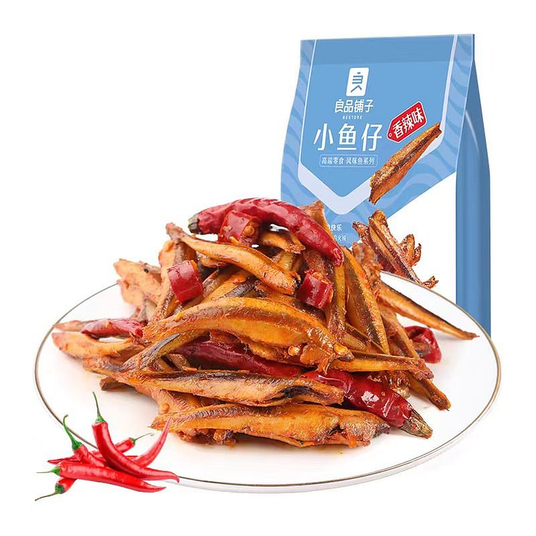 良品铺子香辣小鱼仔120g*1袋辣味海鲜零食小吃 (min 2)