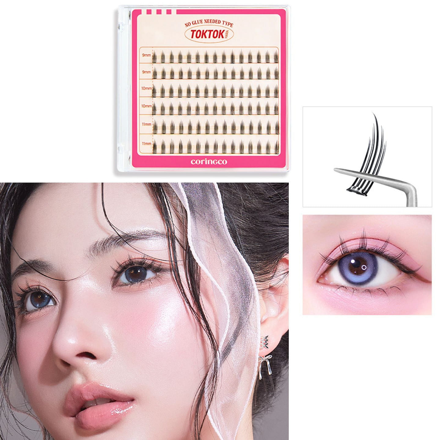 CORINGCO Toktok Hara False Eyelashes No Glue Wink 1 each