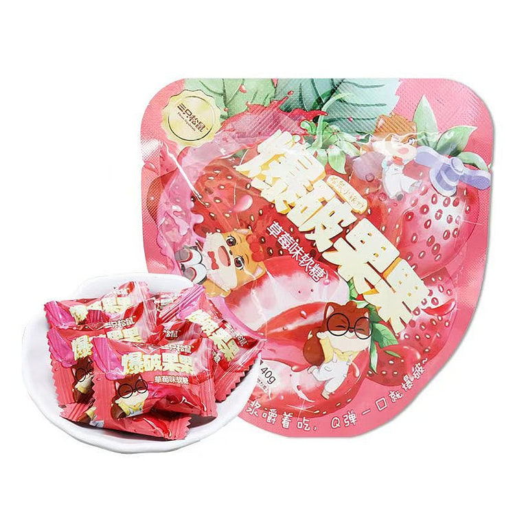 三只松鼠 爆破果果 草莓味果汁软糖40g 1 份