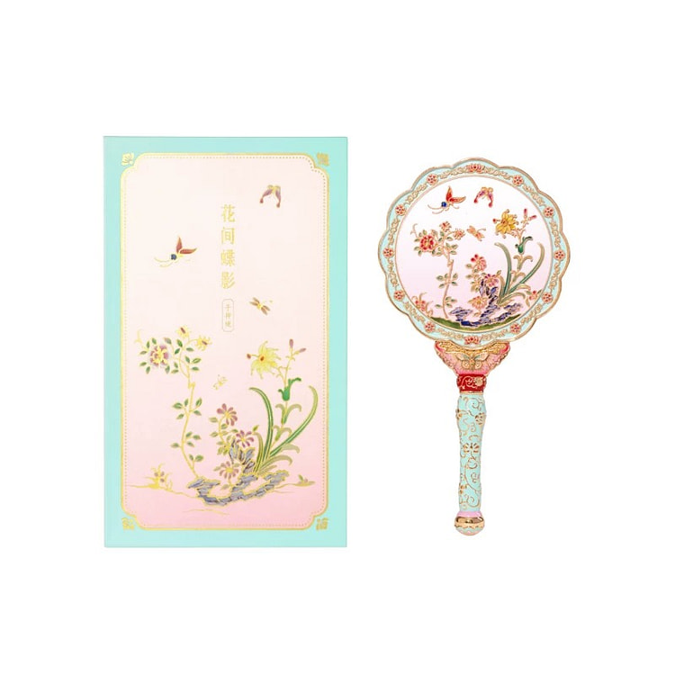 Butterfly Shadow Among Flowers Handheld Mirror 1 count