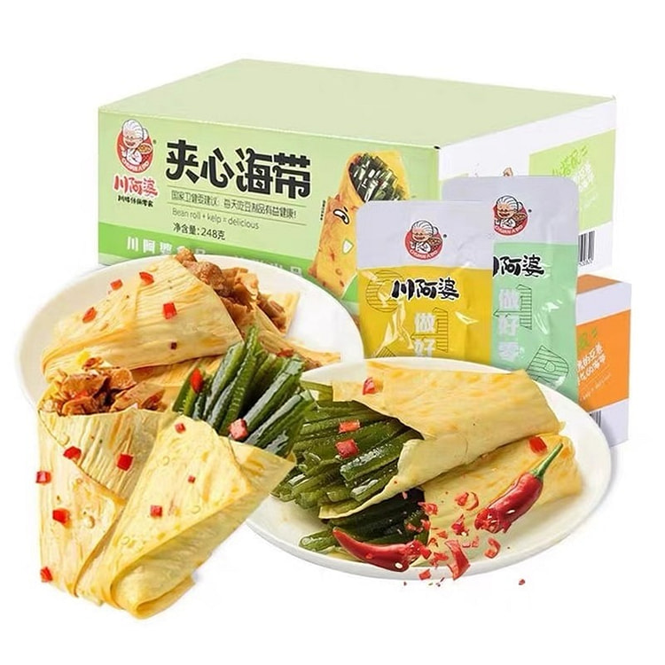 川阿婆夹心海带脆菇豆皮卷混合口味小零食开袋即食小吃 30 克*6 包