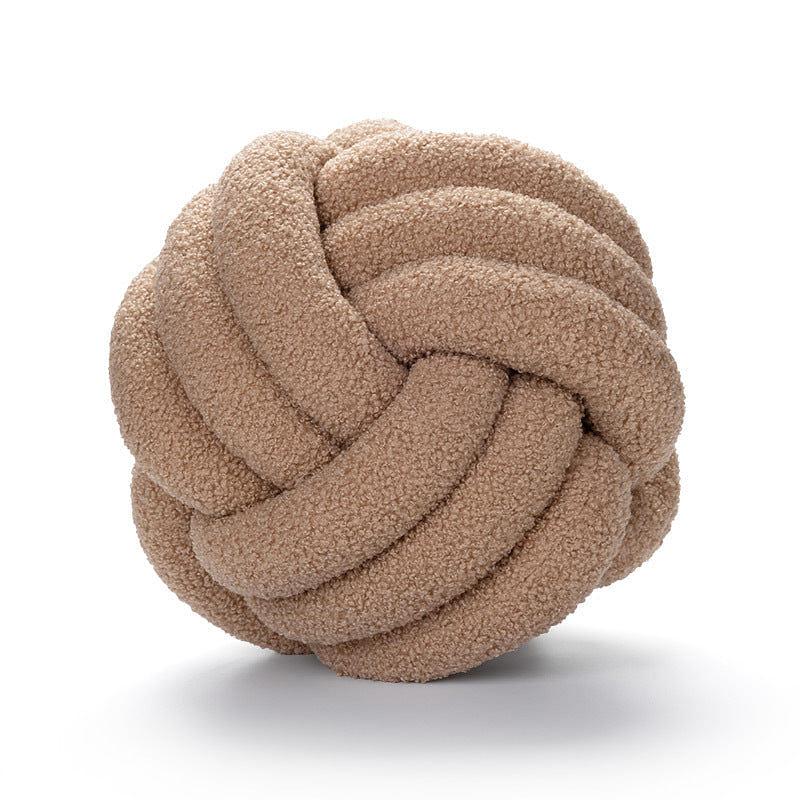 LULLABUY Knotted Ball Lamb Fleece Throw Pillows Khaki 28cm 2000 g