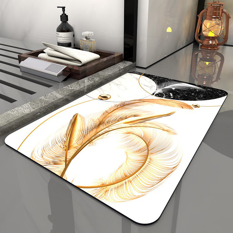 Super Absorbent Diatom Mud Bath Mat Non-Slip Quick Drying,feather 60*40 1 each