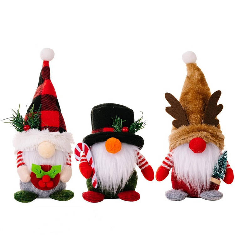 3 件手工制作的圣诞老人毛绒小矮人圣诞装饰 1 个