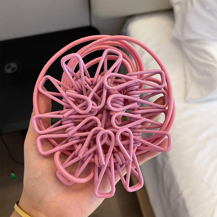 旅行便携晾衣绳1.8米+12夹子【粉色】*1 170 克