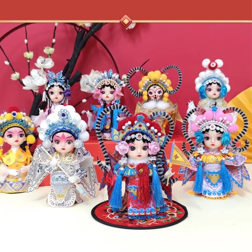 手工制作的京剧人物绢人 - 丝绸布娃娃,适合家居装饰和礼品 150 克