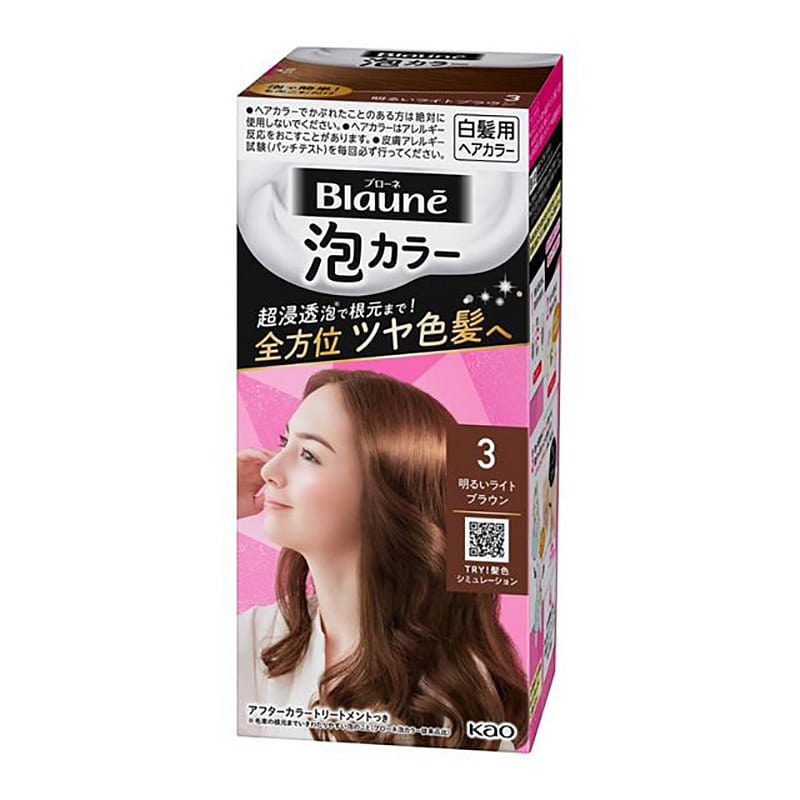 KAO ブローネ ピュア植物エキス泡染毛剤 108ml ナチュラルライトブラウン No.3 1 個