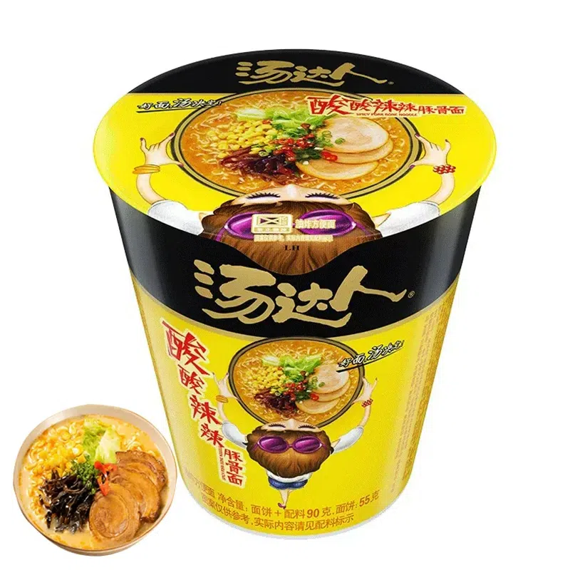Tangda Hot and Sour Pork Bone Lamian Noodles 90g * 1 cup instant noodle bucket instant noodles 90 g
