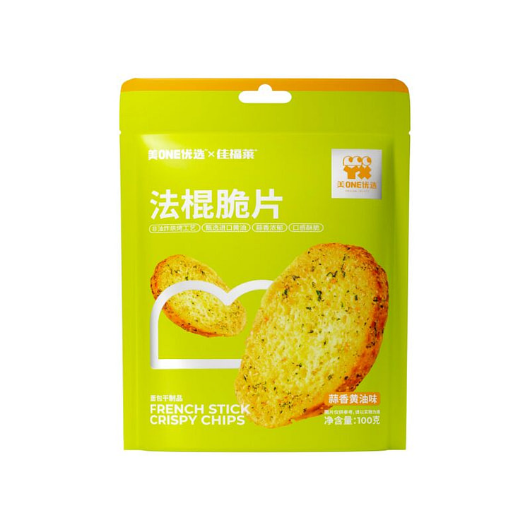 美ONE优选法棍脆片零食浓郁蒜100g*1袋装