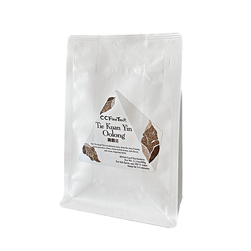 CC Fine Tea Tie Kuan Yin Oolong Tea Full Leaf Pyramid Tea Sachet 20 count