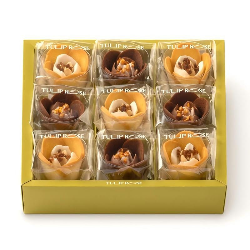 Tokyo Tulip Rose Cream Flower Cookies 9pieces 1 box