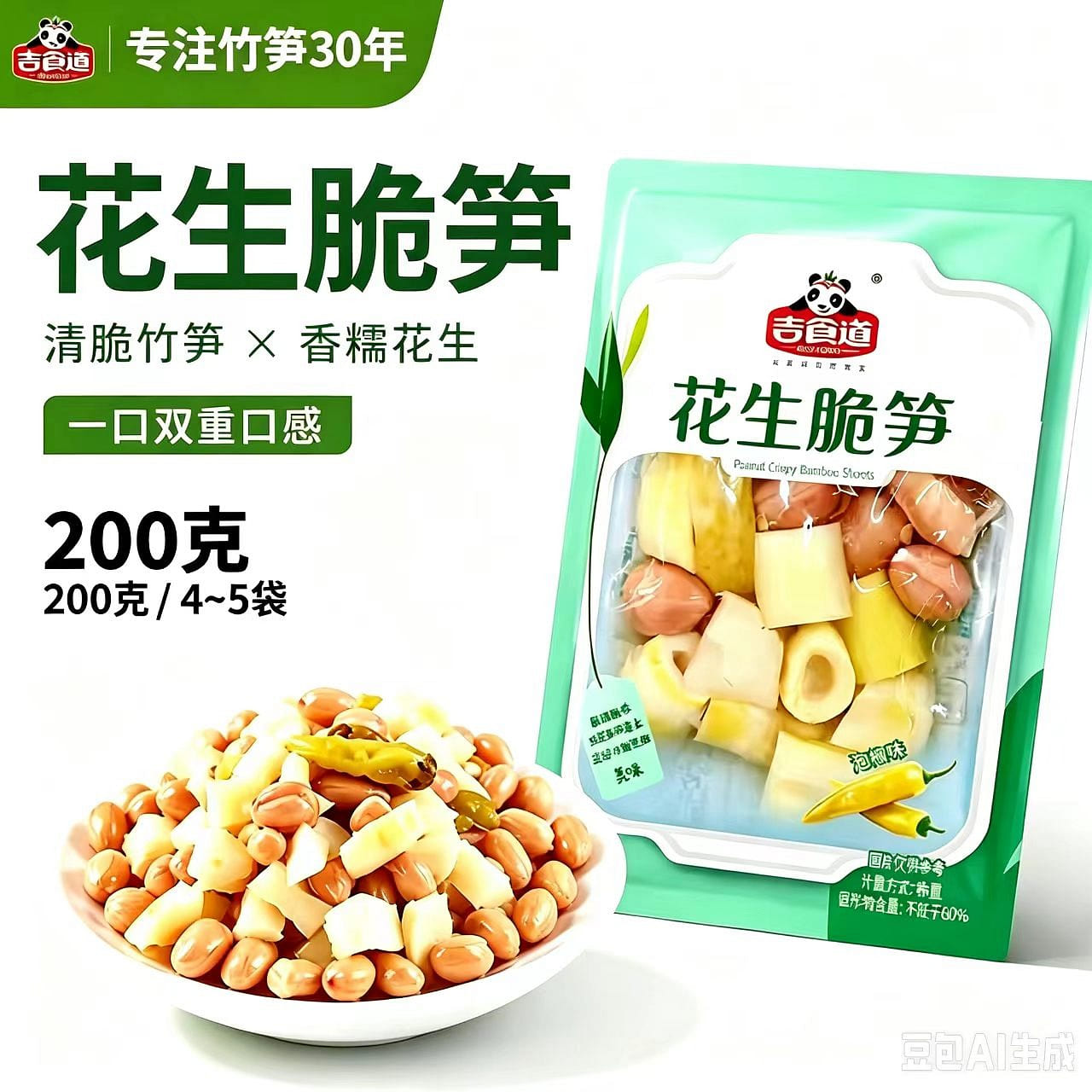 Pepper, crisp bamboo shoots and peanuts 200g5 gene 200 g