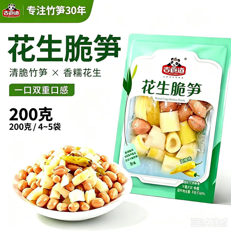 Pepper, crisp bamboo shoots and peanuts 200g5 gene 200 g