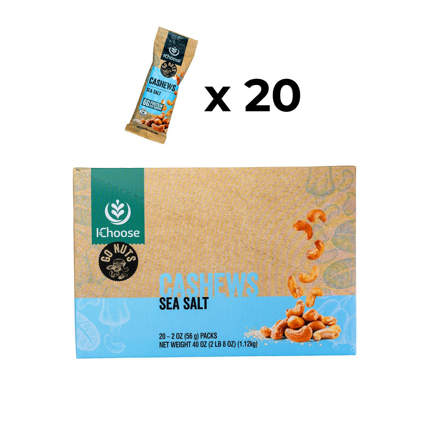 Go Nuts, Seasalt, 56g, Box 20 Packs 20 pack