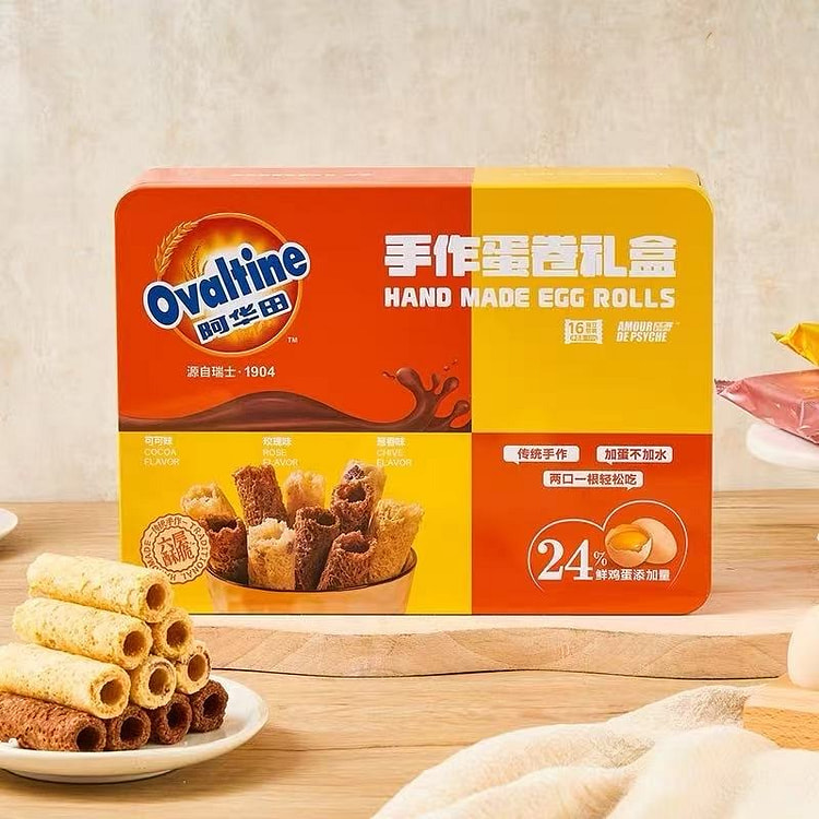 阿华田 可可味手工蛋卷礼盒下午茶糕点心休闲零食饼干 320 克