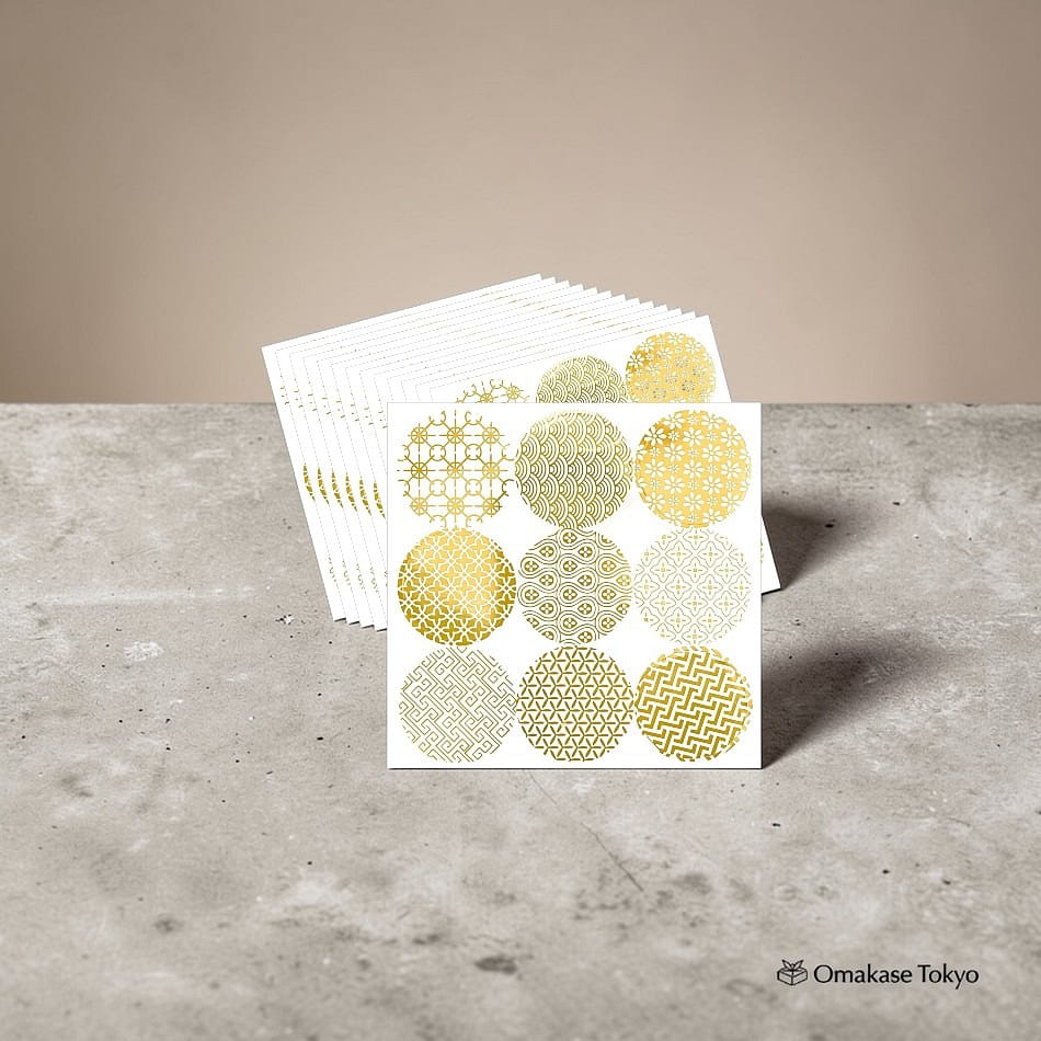 NYANDELMO Japanese Pattern Gold Seal Stickers-A 90 g