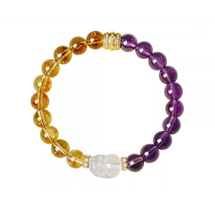 宫里上新 紫水晶手串紫色水晶手链 紫金貔貅 8mm 1 盒