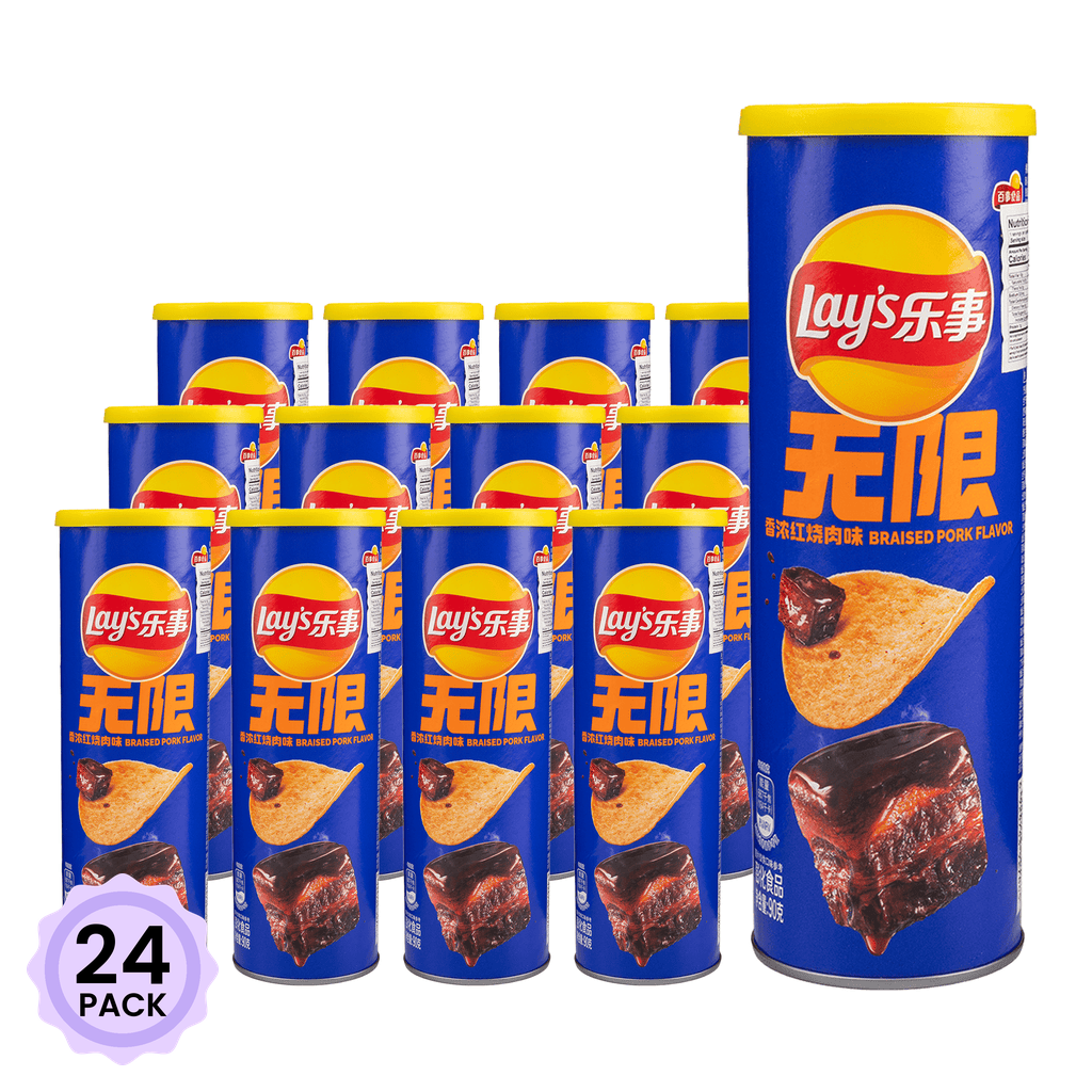 乐事 无限薯片 吮指红烧肉味 90 克*24 包